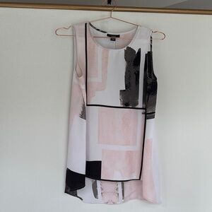 Alfani High Low Sleeveless Top- Pink and Black